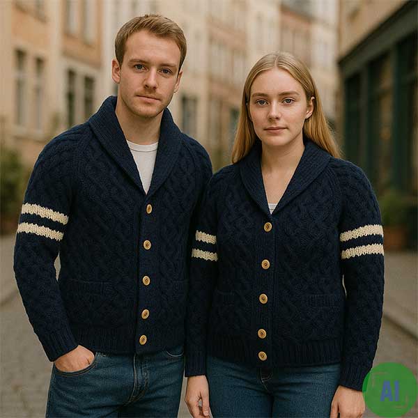 6AH Shawl Collar Cardigan - 100% Pure New Wool