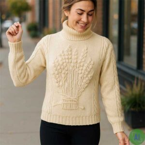 Barley Sweater in Cream: AI Generated Female