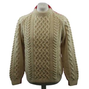 1C Country Meetings Crew Neck Sweater in Ecru & Red: Front